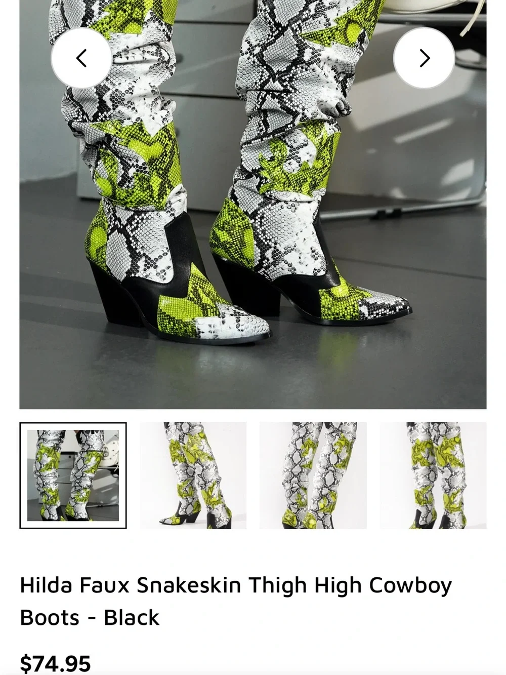 Cape Robbin Black, White & Neon Green Snake-Print Ankle Boots